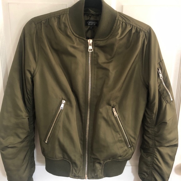 Topshop Jackets & Blazers - TOPSHOP BOMBER JACKET IN ARMY GREEN